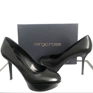 Sergio Rossi black leather platform pumps